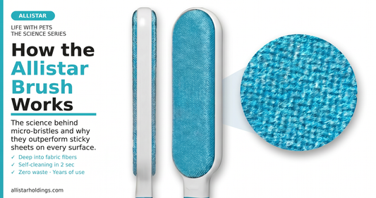 Allistar lint brush showing double-sided micro-bristles for pet hair removal