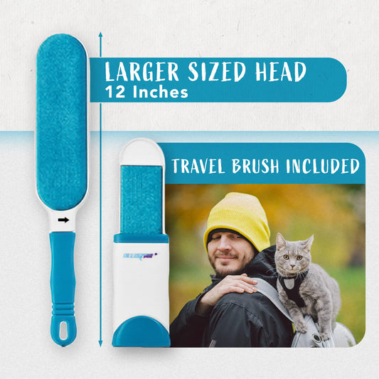 Lint Brush and Pet Hair Remover for Laundry, Clothes, Couches, Car Seats, Furniture and Fabric. Travel Brush Included.(SKY BLUE)