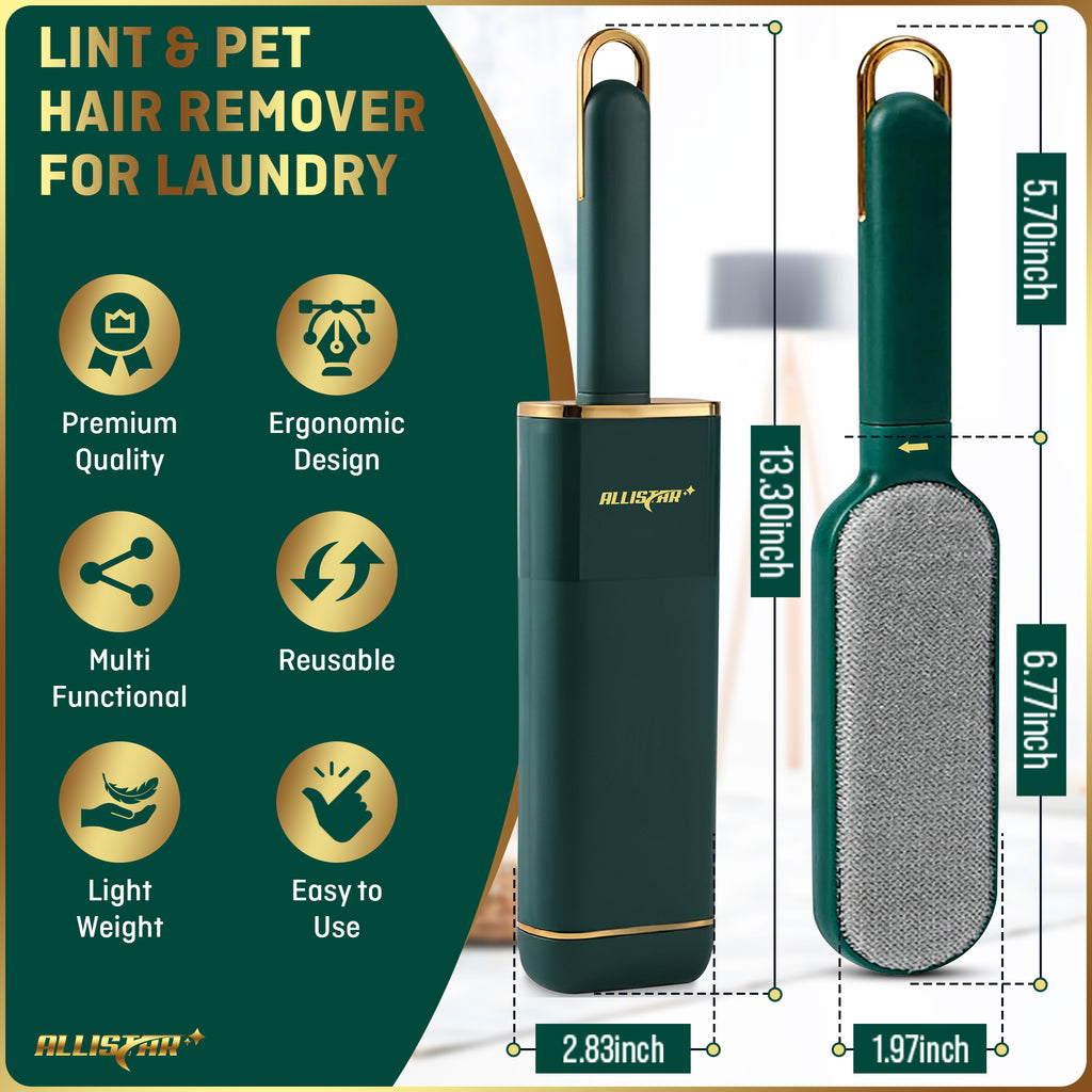 Lint and pet hair remover for laundry with  lightweight and ergonomic design.  