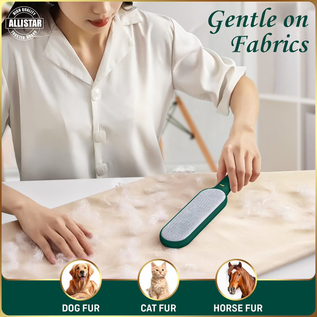 Gentle on fabrics when removing cat, dog, or horse fur